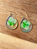 Green Hydrangea Water Drop Earrings