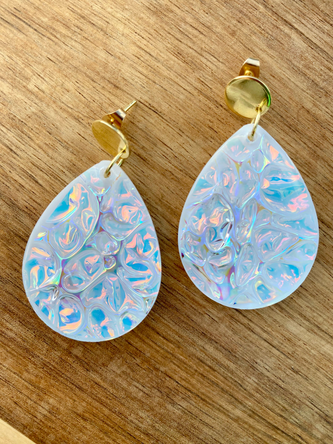 White Teardrop Crystal Earrings