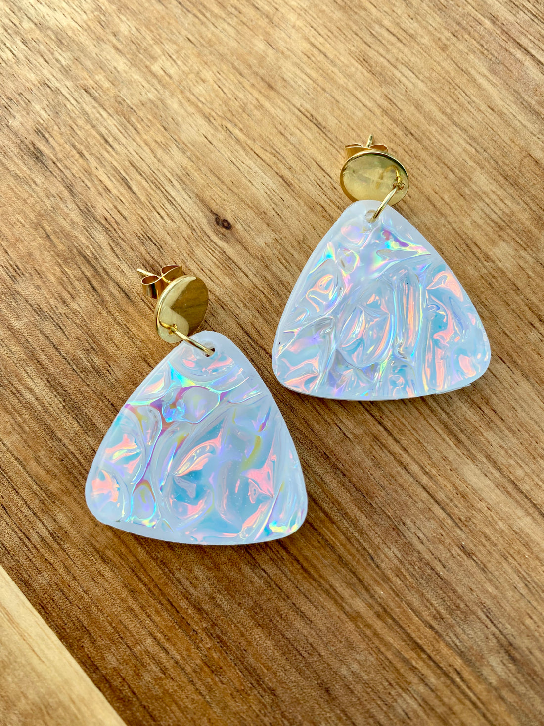 White Triangle Crystal Earrings