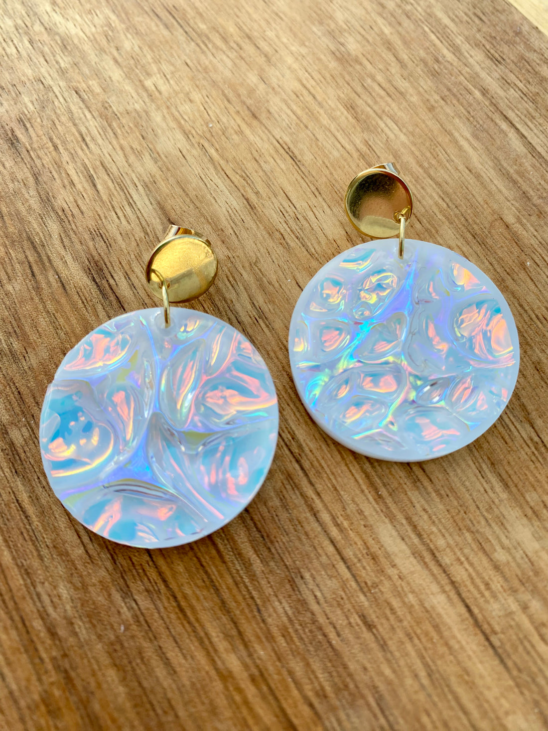 White Circle Crystal Earrings