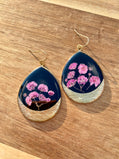 Pink Baby's Breath Water Drop Earrings