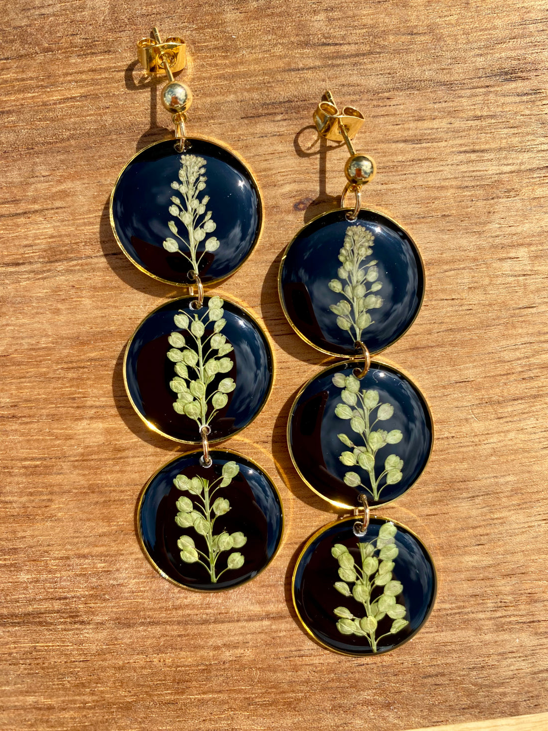 Black Tiered Leaf Earrings