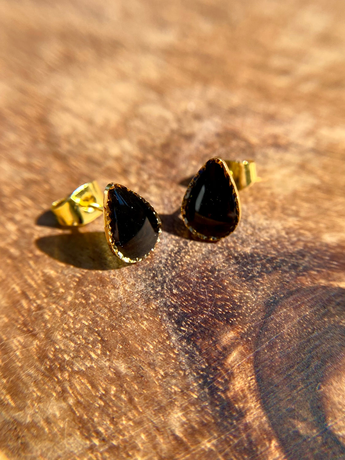 Black Teardrop Studs