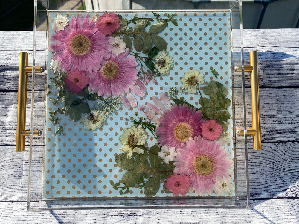 Luxe Pink Floral Tray